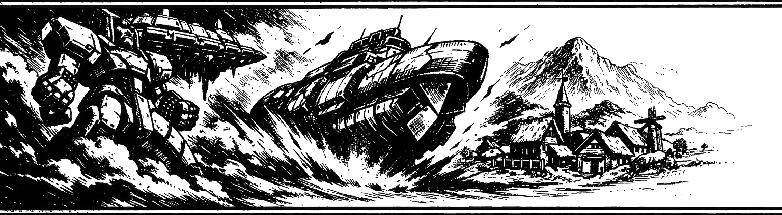 Ink frieze of Fei's Gear, the floating nation of Solaris, and Bart's ship the Yggdrasil crossing the sand